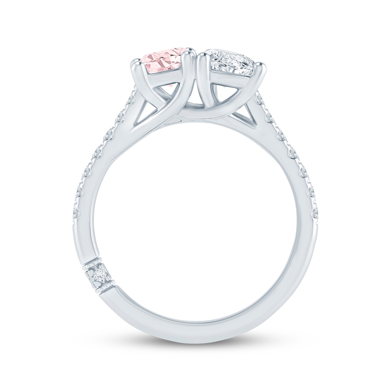 Main Image 3 of Monique Lhuillier Bliss Peach-Pink & White Lab-Grown Diamond Engagement Ring 1-5/8 ct tw 18K White Gold
