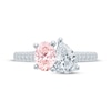 Thumbnail Image 4 of Monique Lhuillier Bliss Peach-Pink & White Lab-Grown Diamond Engagement Ring 1-5/8 ct tw 18K White Gold