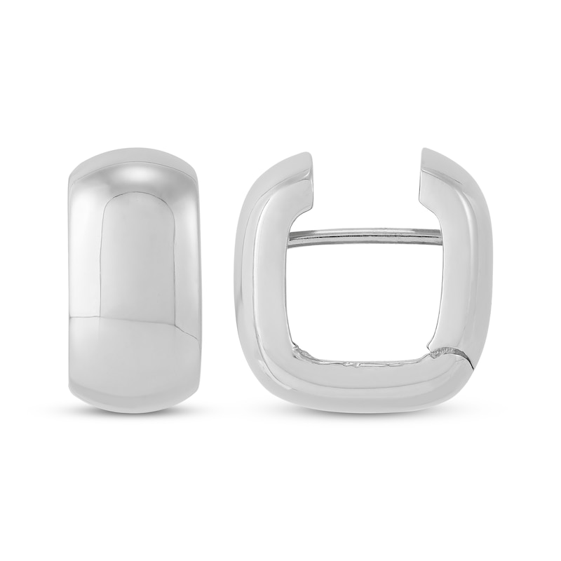 Main Image 3 of Wide Angled Huggie Hoop Earrings Sterling Silver 10mm