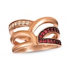 Thumbnail Image 1 of Le Vian Multi-Row Garnet Ring 1/8 ct tw Diamonds 14K Strawberry Gold