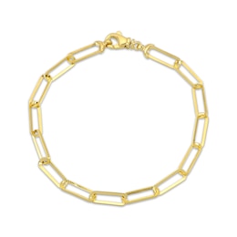 Paperclip Chain Bracelet Semi-Solid 10K Yellow Gold 7.5"