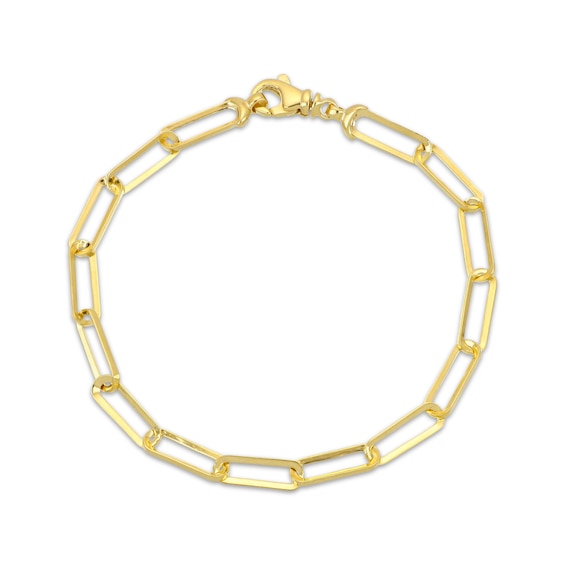 Paperclip Chain Bracelet Semi-Solid 10K Yellow Gold 7.5"