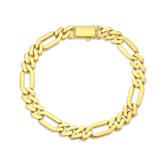 8mm Monaco & Figaro Chain Link Bracelet Semi-Solid 10K Yellow Gold 8.5"