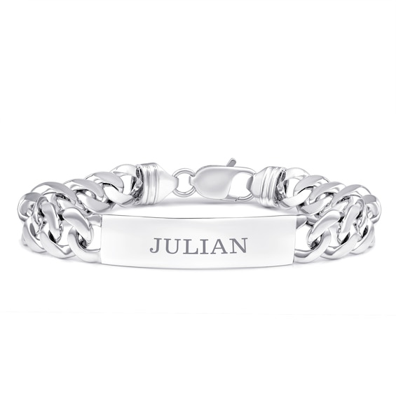 Men's Engravable Sterling Silver ID Link Bracelet (3 Lines)