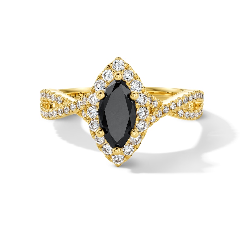 Main Image 3 of Neil Lane Marquise-Cut Black Diamond & White Diamond Engagement Ring 1-1/5 ct tw 14K Yellow Gold