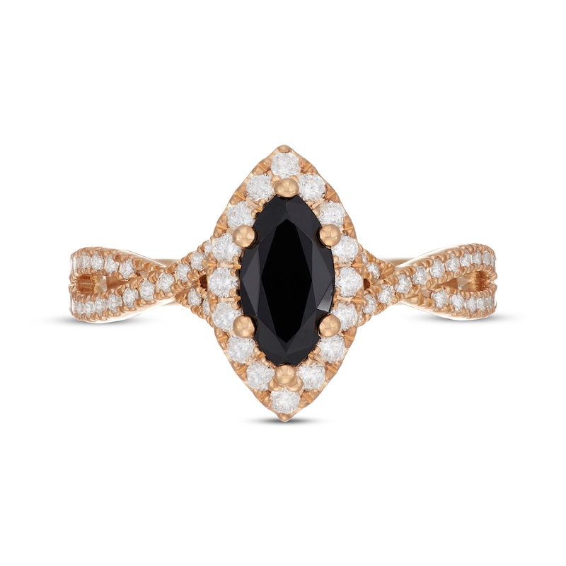 Main Image 3 of Neil Lane Marquise-Cut Black Diamond & White Diamond Engagement Ring 1-1/5 ct tw 14K Yellow Gold