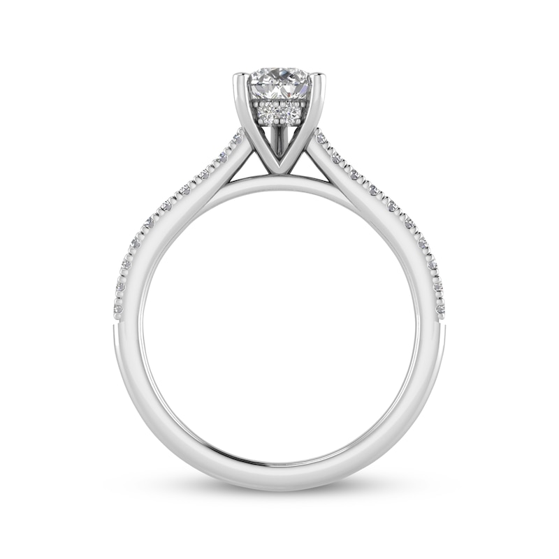 Lab-Created Diamonds by KAY Engagement Ring 1-1/4 ct tw Pear & Round-cut 14K White Gold