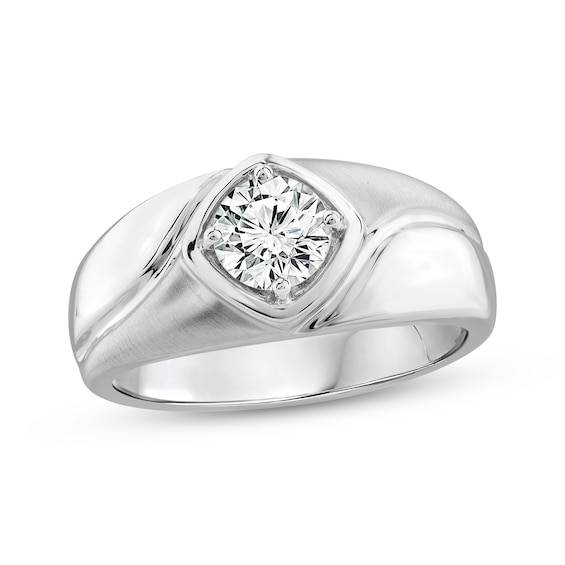 Men's Lab-Created Diamonds by KAY Wedding Band 1 ct tw Round-cut 14K White Gold