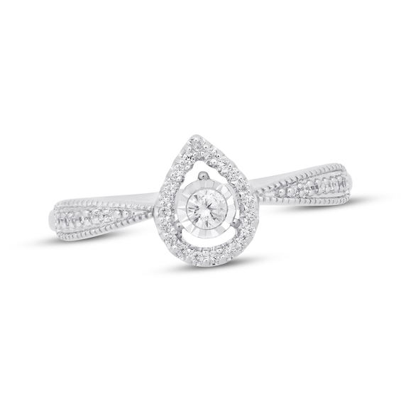 Diamond Teardrop Halo Promise Ring 1/8 ct tw Sterling Silver