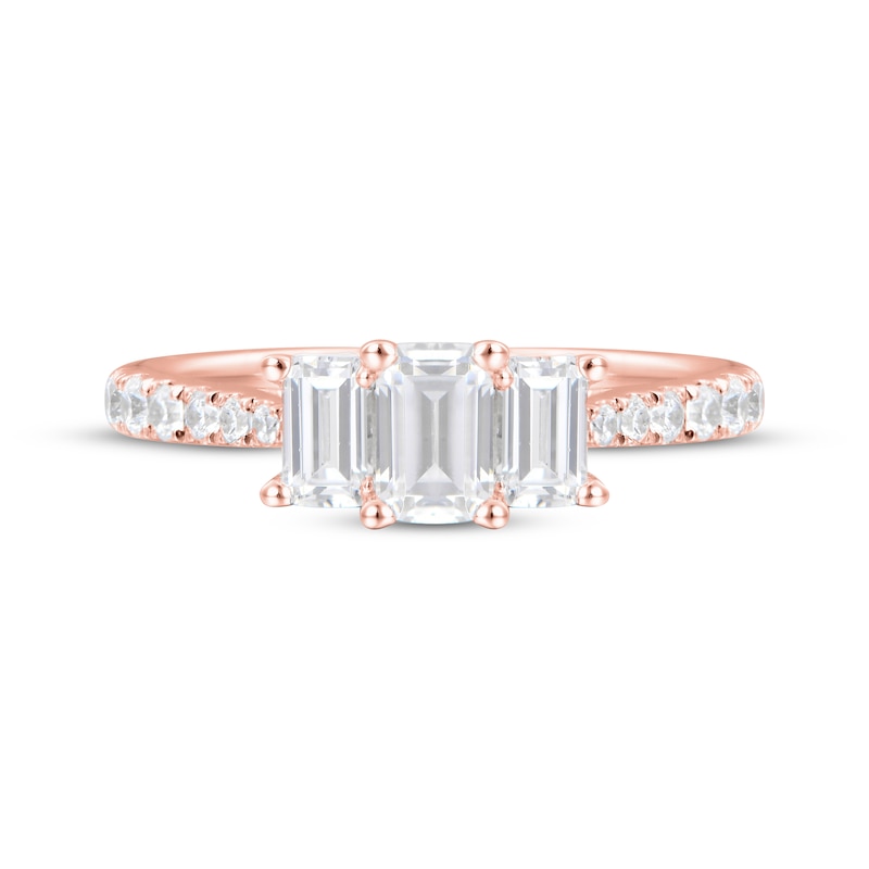 Emerald-Cut Diamond Three-Stone Engagement Ring 1-1/2 ct tw 14K Rose Gold