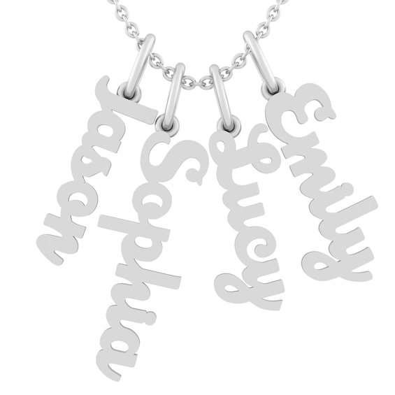 Script Family & Mother's Nameplate Charm Necklace (1-4 Stones and Names)