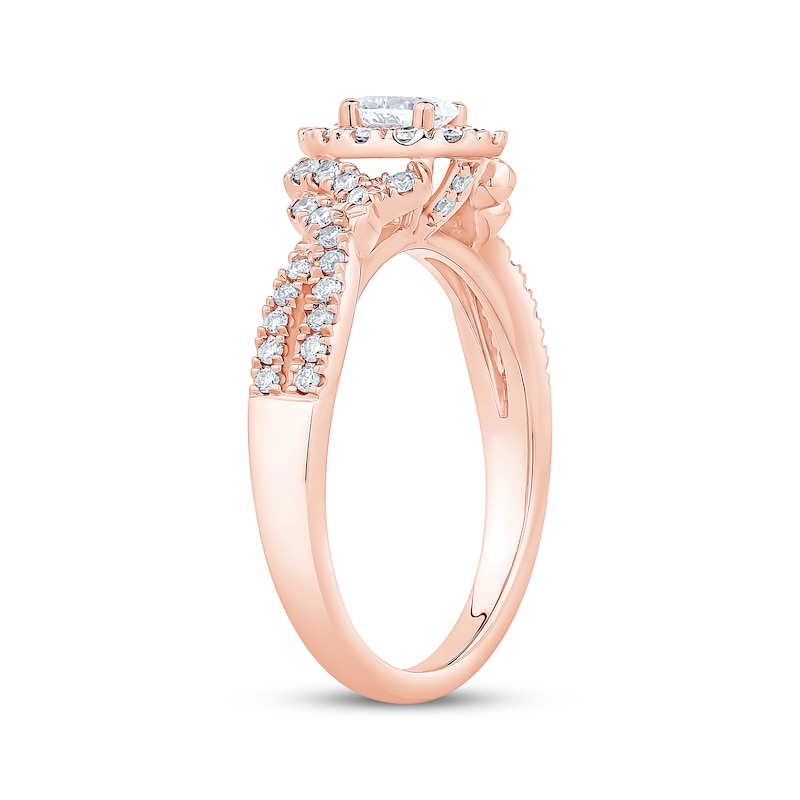 Main Image 2 of Oval & Round-Cut Diamond Engagement Ring 3/4 ct tw 14K Rose Gold