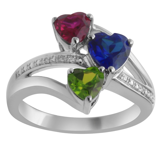 Heart Birthstone Ring (3 Stones)