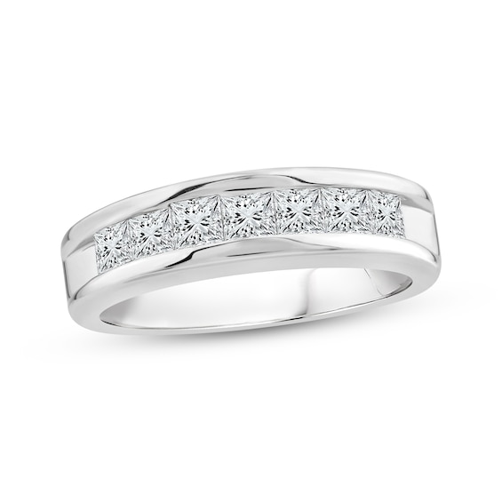 Men's Lab-Grown Diamonds Wedding Band 2 ct tw Square-cut 14K White Gold