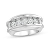 Thumbnail Image 0 of Men's Lab-Created Diamonds by KAY Five-Stone Wedding Band 2 ct tw Round-cut 14K White Gold