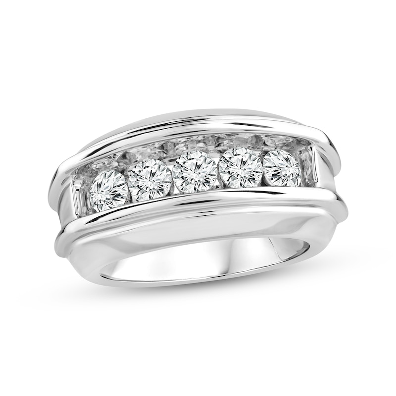 Men's Lab-Created Diamonds by KAY Five-Stone Wedding Band 2 ct tw Round-cut 14K White Gold