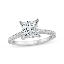 Lab-Created Diamonds by KAY Engagement Ring 1-1/4 ct tw Princess & Round-cut 14K White Gold