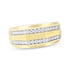 Thumbnail Image 0 of Men's Diamond Angled Two-Row Wedding Band 1/2 ct tw 10K Yellow Gold