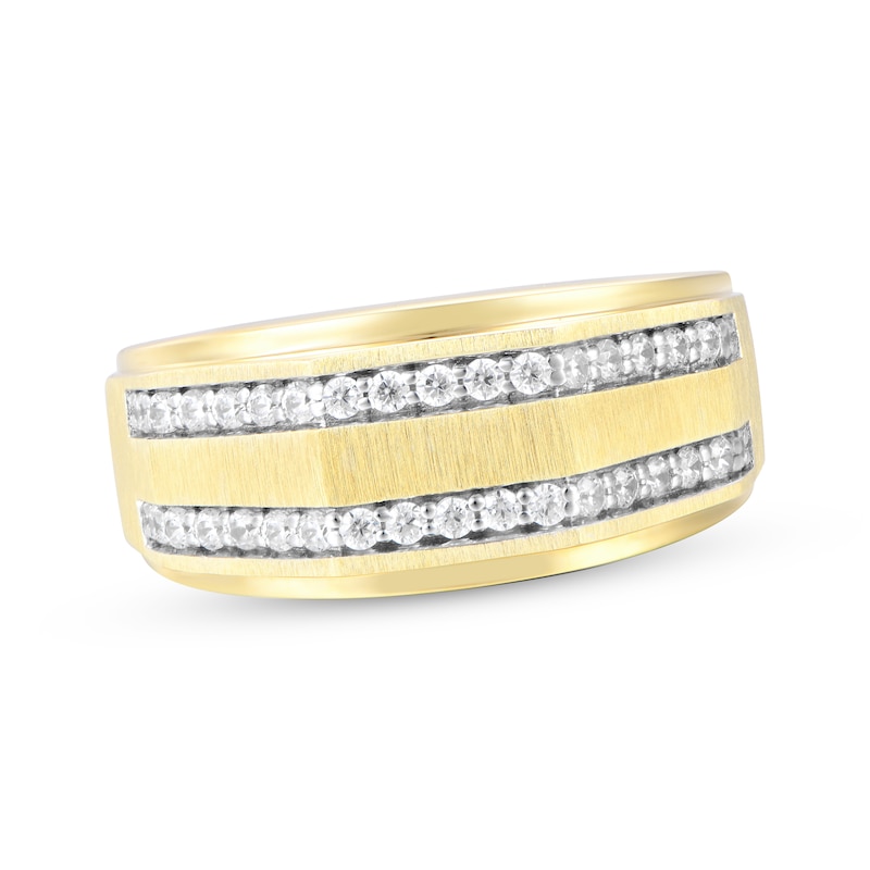 Men's Diamond Angled Two-Row Wedding Band 1/2 ct tw 10K Yellow Gold
