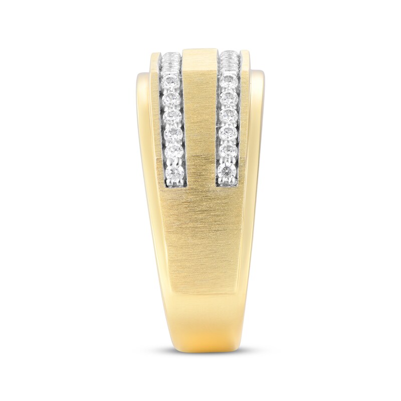 Men's Diamond Angled Two-Row Wedding Band 1/2 ct tw 10K Yellow Gold