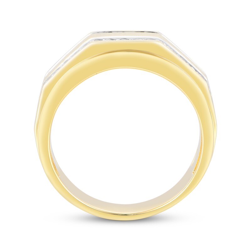 Men's Diamond Angled Two-Row Wedding Band 1/2 ct tw 10K Yellow Gold