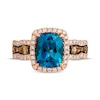 Thumbnail Image 4 of Le Vian Chocolate Waterfall Blue Topaz Ring 3/4 ct tw Diamonds 14K Strawberry Gold