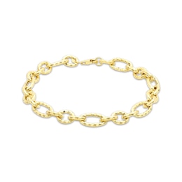 Italian Brilliance Hollow Diamond-Cut Chain Bracelet 14K Yellow Gold 7.5&quot;