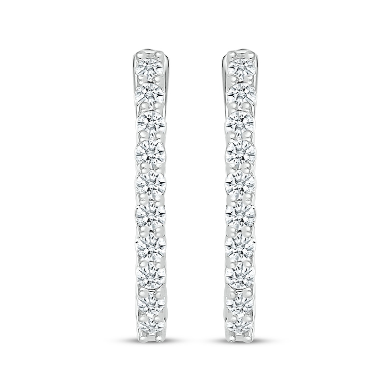 Main Image 2 of Diamond Elongated Hoop Earrings 1/2 ct tw 10K White Gold