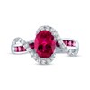 Thumbnail Image 3 of Oval-Cut Lab-Created Ruby & White Lab-Created Sapphire Bypass Ring Sterling Silver