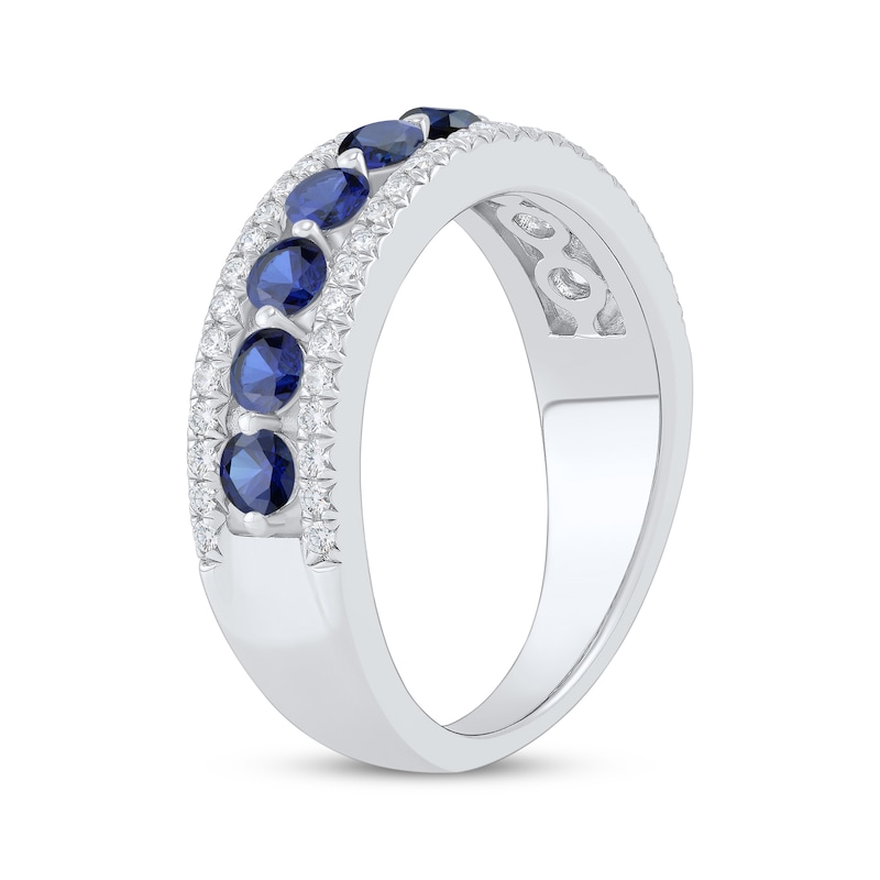 Blue Sapphire & Diamond Ring 1/4 ct tw 14K White Gold