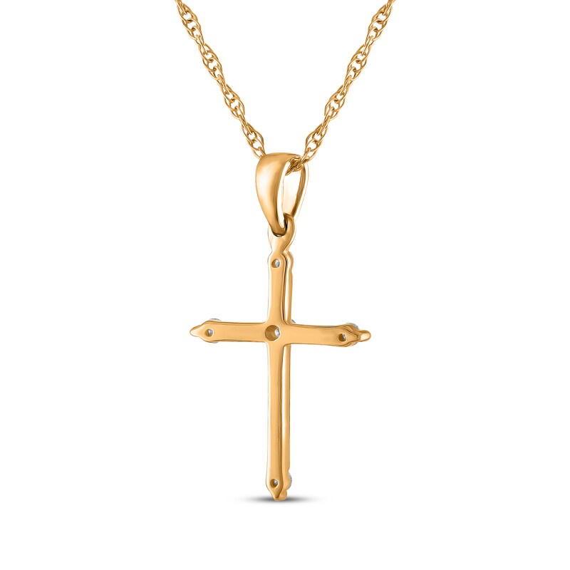 Main Image 2 of Diamond Cross Necklace 1/10 ct tw 10K Yellow Gold 18"