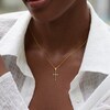 Thumbnail Image 3 of Diamond Cross Necklace 1/10 ct tw 10K Yellow Gold 18"
