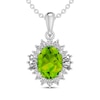 Thumbnail Image 1 of Oval-Cut Peridot & White Lab-Created Sapphire Necklace Sterling Silver 18"