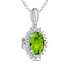 Thumbnail Image 2 of Oval-Cut Peridot & White Lab-Created Sapphire Necklace Sterling Silver 18"