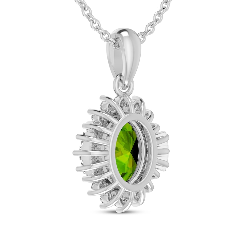 Main Image 3 of Oval-Cut Peridot & White Lab-Created Sapphire Necklace Sterling Silver 18"