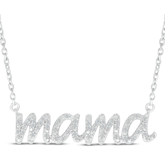 Diamond "Mama" Necklace 1/10 ct tw Sterling Silver 18"