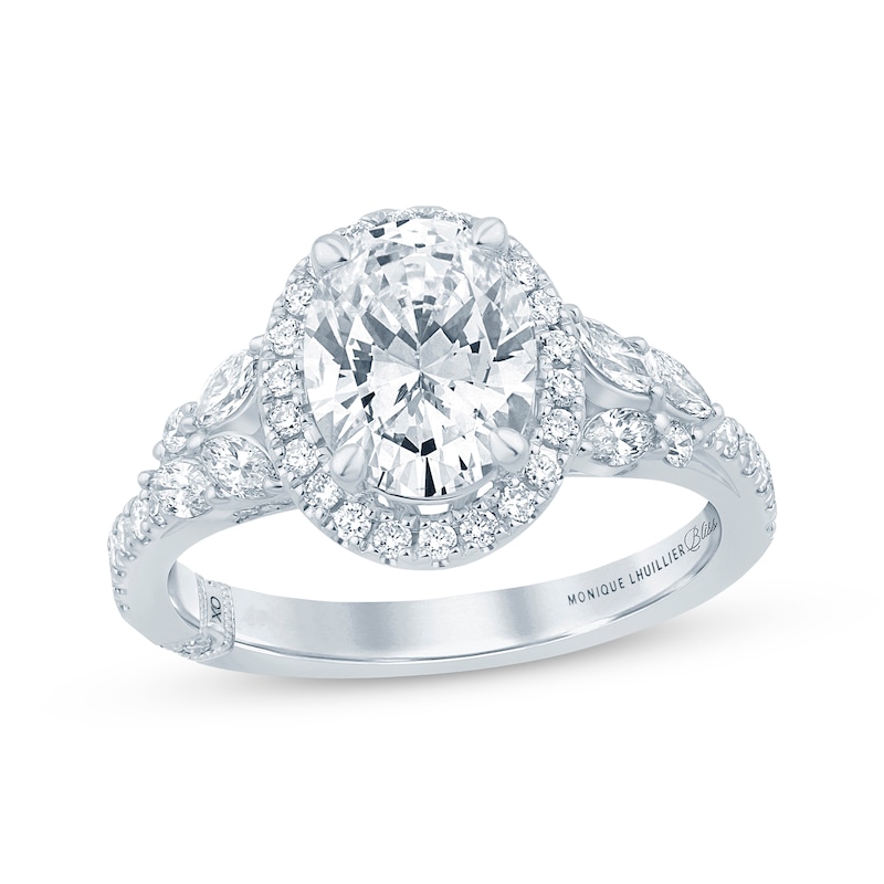 Main Image 1 of Monique Lhuillier Bliss Oval-Cut Lab-Grown Diamond Engagement Ring 2-5/8 ct tw 18K White Gold