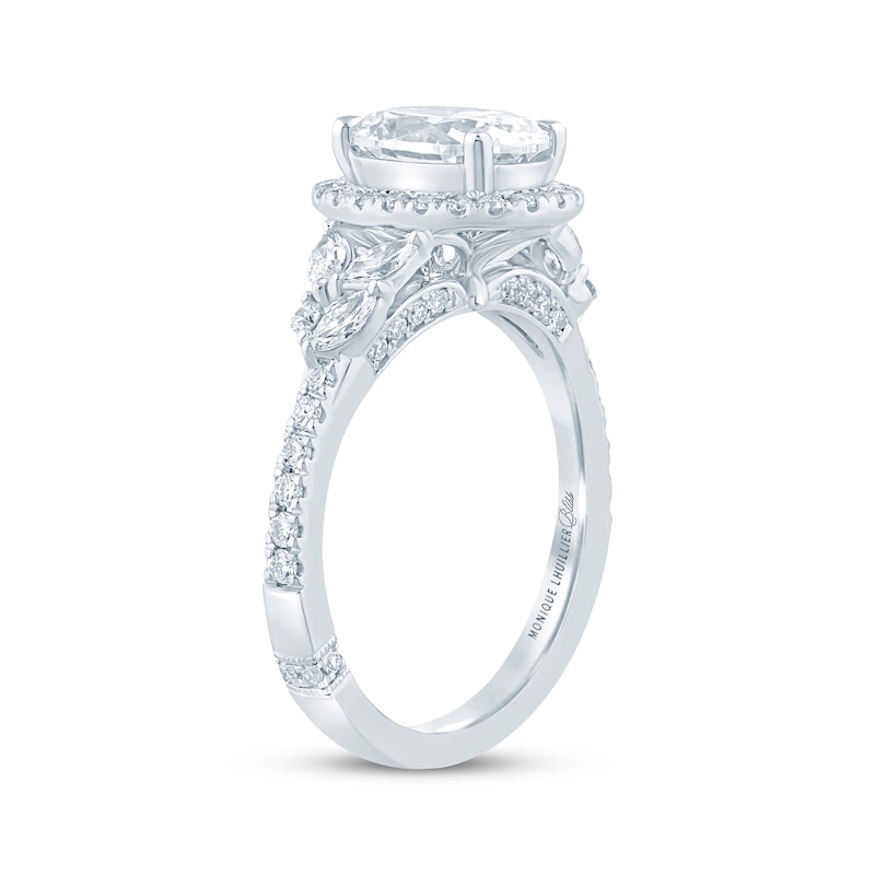 Main Image 2 of Monique Lhuillier Bliss Oval-Cut Lab-Grown Diamond Engagement Ring 2-5/8 ct tw 18K White Gold