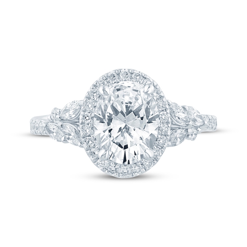 Main Image 4 of Monique Lhuillier Bliss Oval-Cut Lab-Grown Diamond Engagement Ring 2-5/8 ct tw 18K White Gold