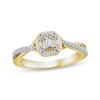 Thumbnail Image 1 of Adore Emerald-Cut Diamond Halo Engagement Ring 1/3 ct tw 10K Yellow Gold
