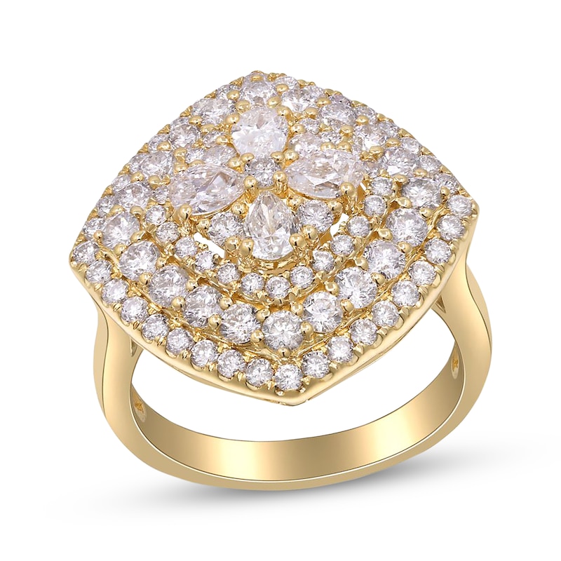 Main Image 1 of Pear-Shaped & Round-Cut Multi-Diamond Ring 2-1/4 ct tw 14K Yellow Gold