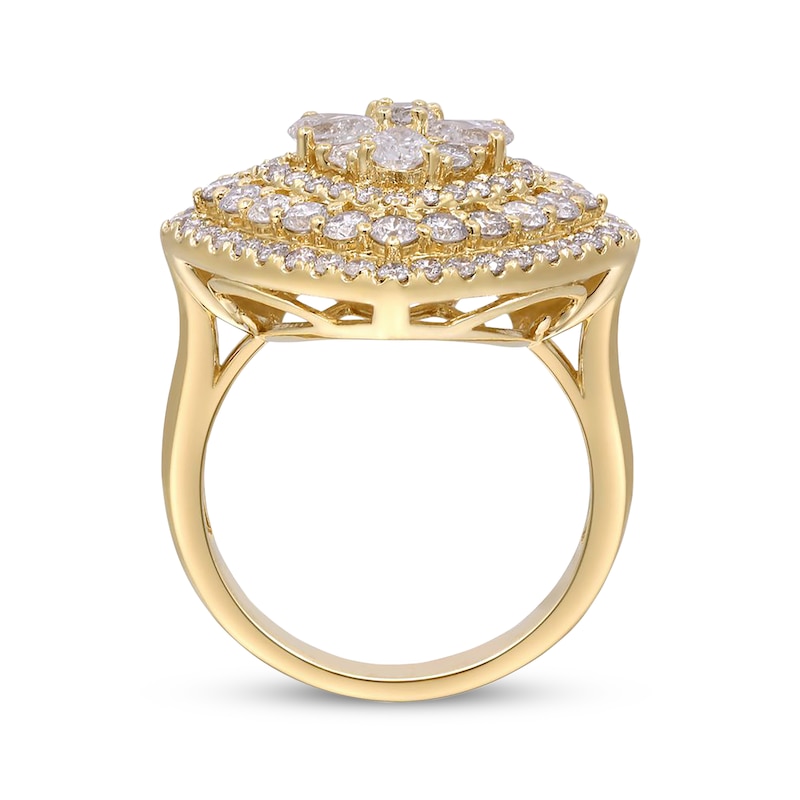 Main Image 3 of Pear-Shaped & Round-Cut Multi-Diamond Ring 2-1/4 ct tw 14K Yellow Gold
