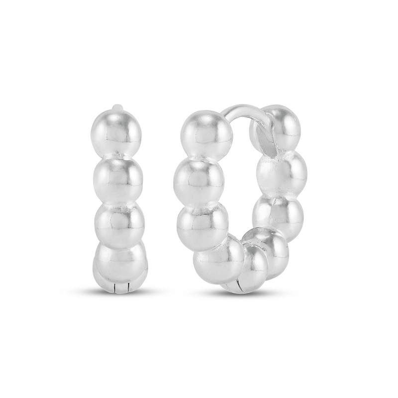 Main Image 1 of Beaded Hoop Earrings Sterling Silver