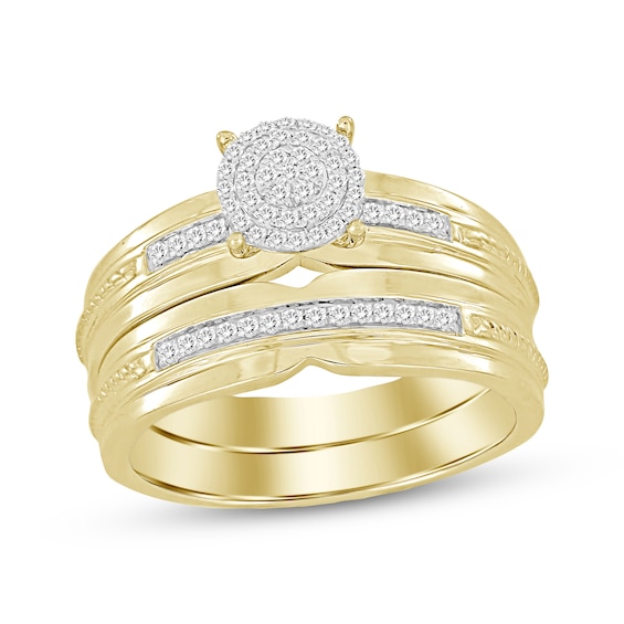 Adore Multi-Diamond Bridal Set 1/8 ct tw 10K Yellow Gold