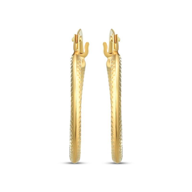 Main Image 2 of Textured Round Hoop Earrings 14K Yellow Gold 20mm