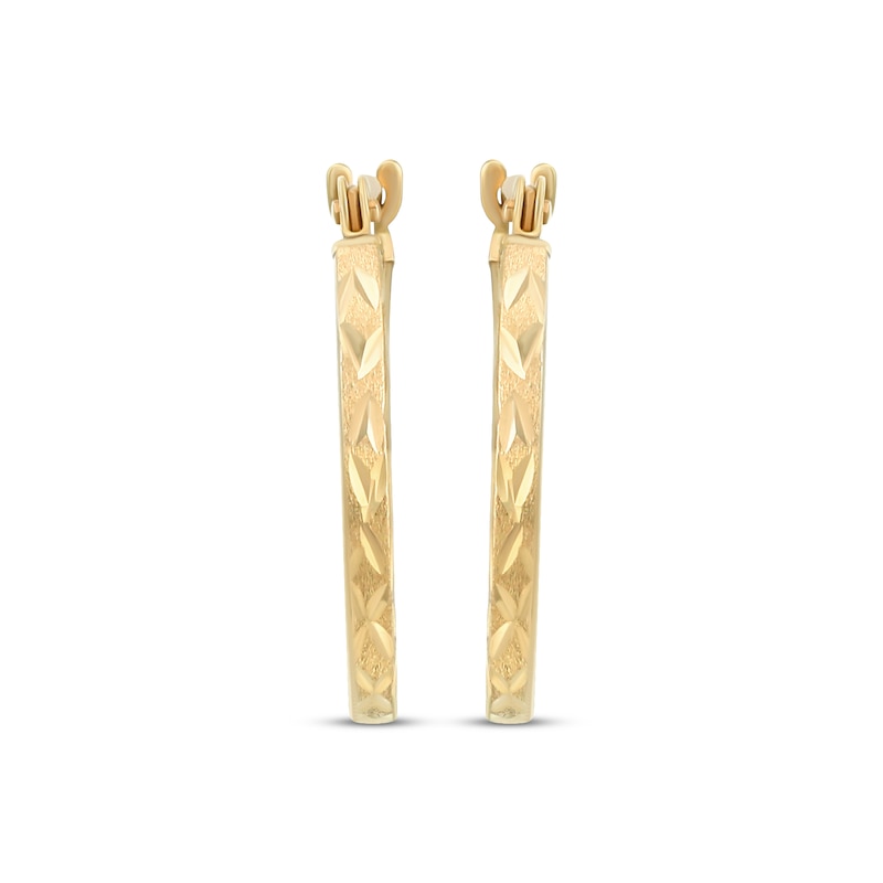 Main Image 2 of Etched Round Hoop Earrings 14K Yellow Gold 16mm