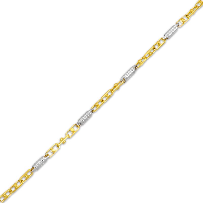 Main Image 2 of 2.5mm Bead Station Mariner Chain Necklace Semi-Solid 10K Two-Tone Gold 22"