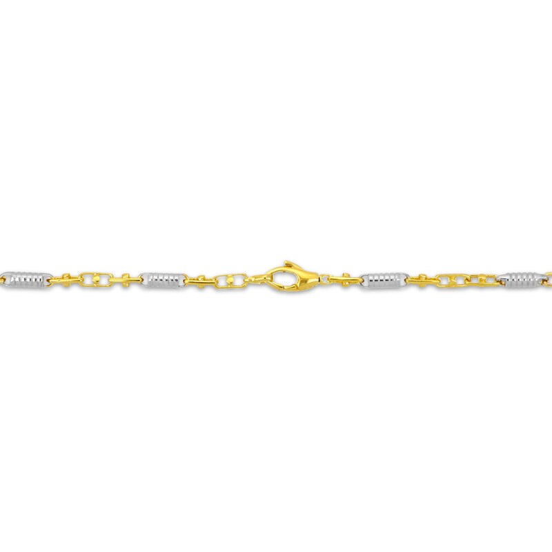 Main Image 3 of 2.5mm Bead Station Mariner Chain Necklace Semi-Solid 10K Two-Tone Gold 22"
