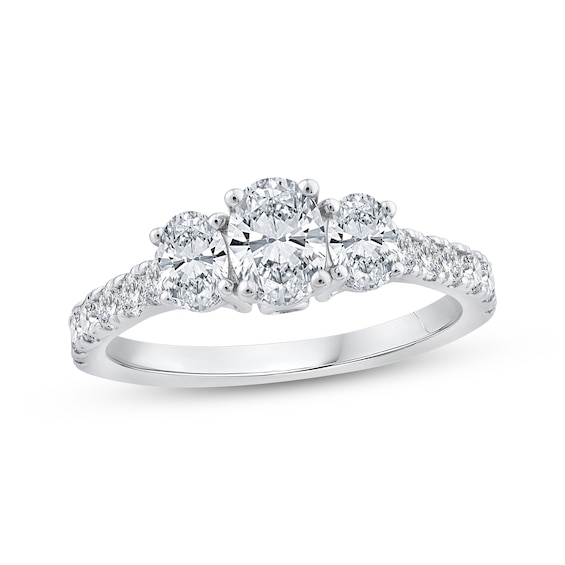 Adore Lab-Grown Diamonds Oval-Cut Three-Stone Engagement Ring 1-1/2 ct tw 14K White Gold