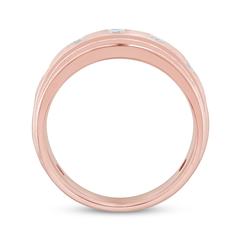 Main Image 2 of Adore Men's Square-Cut Diamond Wedding Band 1/2 ct tw 10K Rose Gold